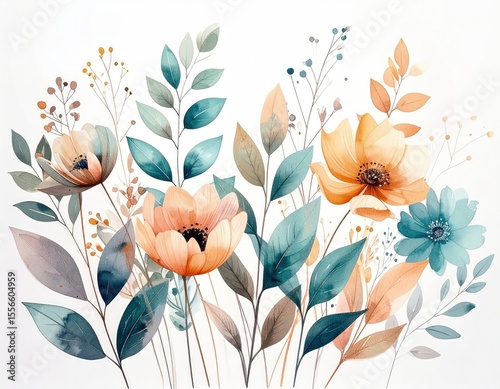 Watercolor floral bouquet