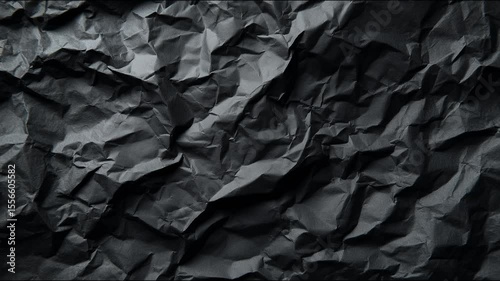  top view on black color crumpled paper, texture background. Stop motion animation loop