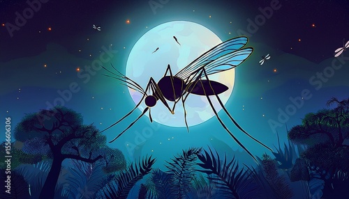 mosquito predation night scene