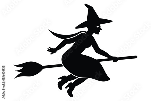witch broom vector icon