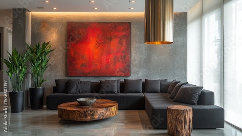Modern living room with bold art