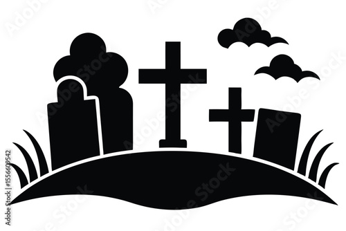 foggy graveyard vector icon