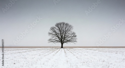 Wallpaper Mural Winter landscape with bare tree in snowy field minimalist nature photography scenic outdoor cold weather scene Torontodigital.ca