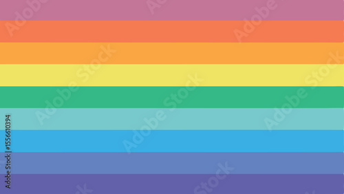 Abstract and colorful pride flag illustration with rainbow color palette on white background