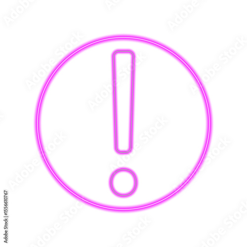 neon exclamation mark icon on white background warning sign icon vector illustration