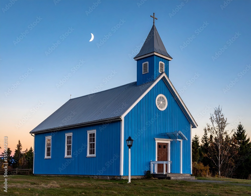 Fototapeta premium Blue chapel at twilight