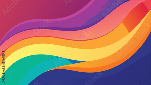 Abstract colorful wavy background with gradient blend on transparent layers