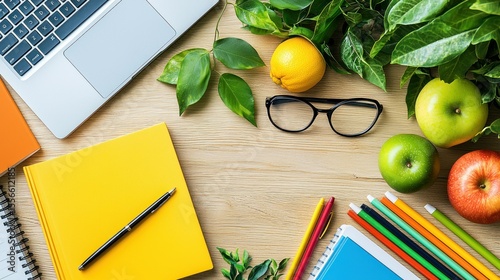 Organized workspace with healthy elements