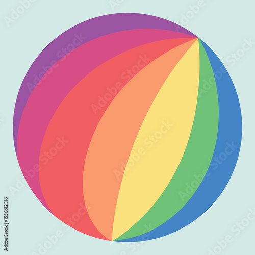 Abstract composition featuring colorful arcs arranged in a symmetrical rainbow design