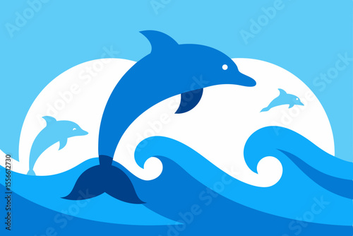 Playful Dolphins Leaping in Ocean Waves A Vibrant Summer Scene
