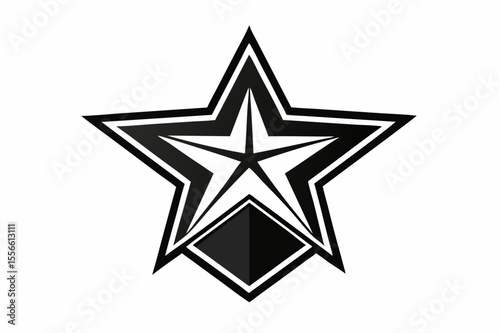 A shiny silver Christmas star vector illustration on a black background