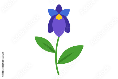 A vibrant blue iris blossom with delicate petals and a green stem, isolated on white, captures the essence of spring nature