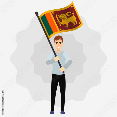Happy Man Holding Sri Lanka Flag