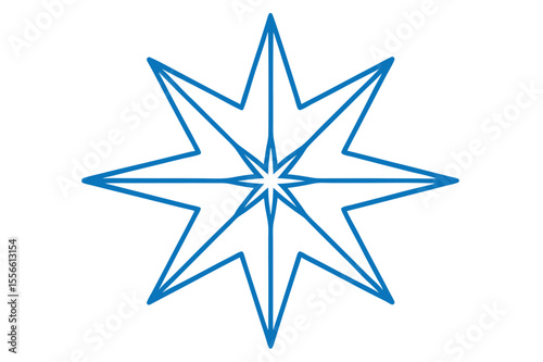 A shiny silver star, perfect for Christmas or holiday decoration, isolated on a white background
