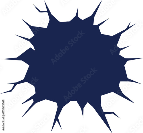 Navy blue cracked hole vector silhouette design with jagged edges abstract shape for creative use vector illustration