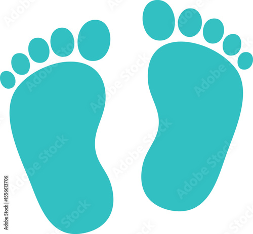 Baby feet icon simple turquoise vector design isolated on white background for digital use and print purposes