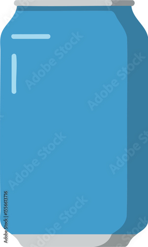Blue aluminum drink can simple vector design isolated on white background with shadows and highlights