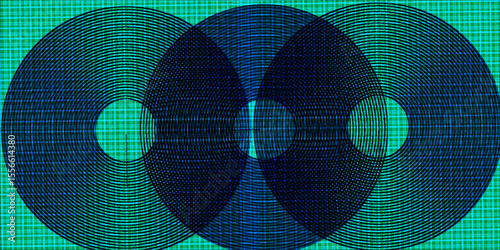 abstract pattern on a vibrant turquoise backdrop, Circular gradients arranged in a hypnoticevoking a sense of creativity and contemporary design.