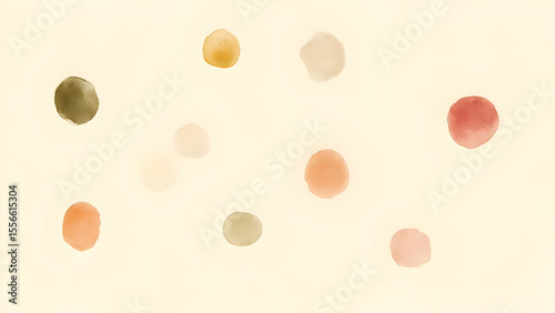 Watercolor Dots on Cream Background