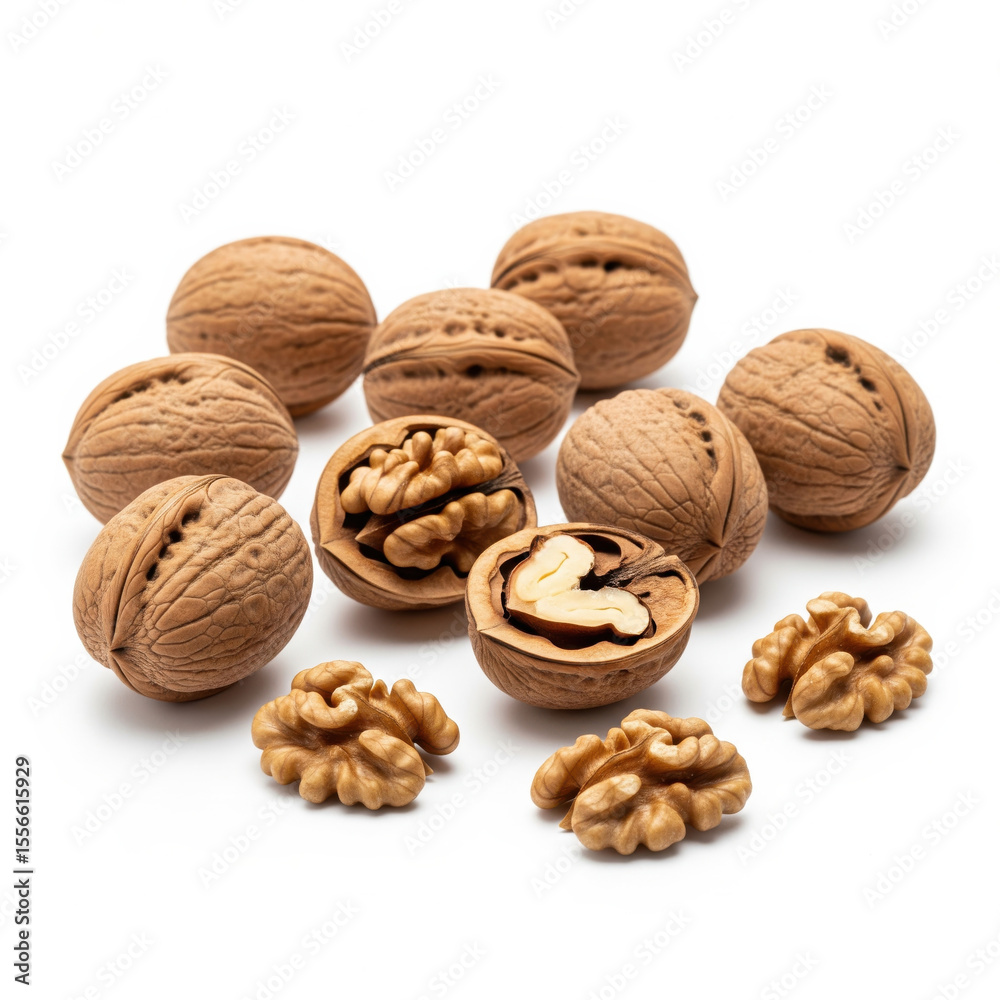 walnuts on a white background walnuts on a white background