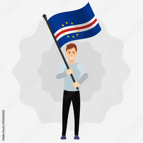Happy Man Holding Cape Verde Flag