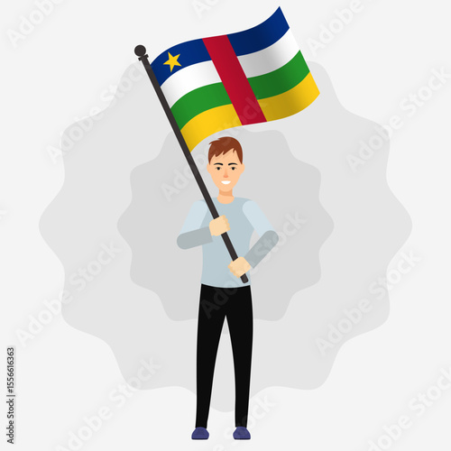 Happy Man Holding Central African Republic Flag