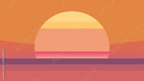Abstract minimalist sunset illustration with warm colors and gradients suitable for designs