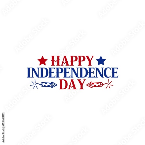 Independence Day 4th of July typography clip art design on plain white transparent isolated background for card, shirt, hoodie, sweatshirt, apparel, tag, mug, icon, poster or badge