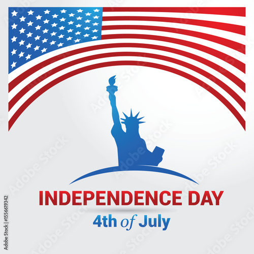 Happy Independence Day. American flags against a background. July 4.
