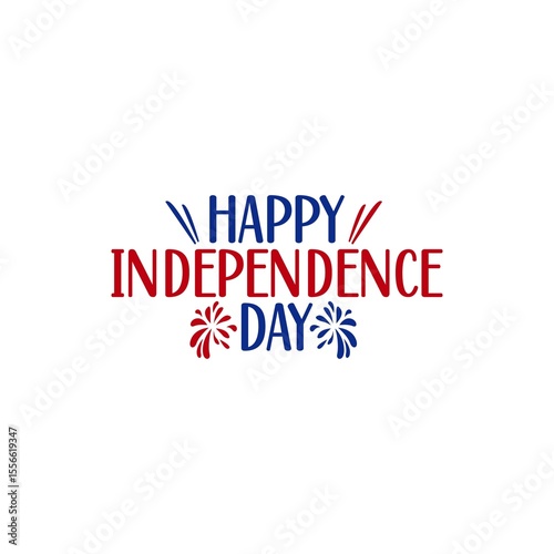 Independence Day 4th of July typography clip art design on plain white transparent isolated background for card, shirt, hoodie, sweatshirt, apparel, tag, mug, icon, poster or badge