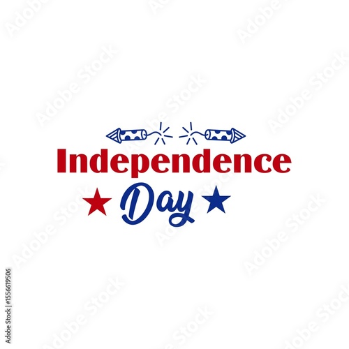 Independence Day 4th of July typography clip art design on plain white transparent isolated background for card, shirt, hoodie, sweatshirt, apparel, tag, mug, icon, poster or badge