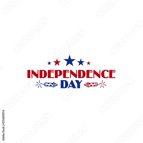 Independence Day 4th of July typography clip art design on plain white transparent isolated background for card, shirt, hoodie, sweatshirt, apparel, tag, mug, icon, poster or badge