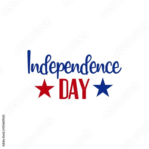 Independence Day 4th of July typography clip art design on plain white transparent isolated background for card, shirt, hoodie, sweatshirt, apparel, tag, mug, icon, poster or badge
