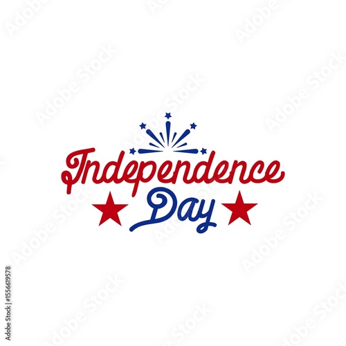 Independence Day 4th of July typography clip art design on plain white transparent isolated background for card, shirt, hoodie, sweatshirt, apparel, tag, mug, icon, poster or badge