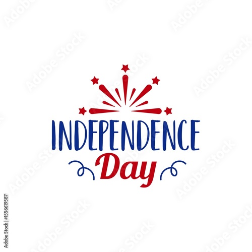 Independence Day 4th of July typography clip art design on plain white transparent isolated background for card, shirt, hoodie, sweatshirt, apparel, tag, mug, icon, poster or badge