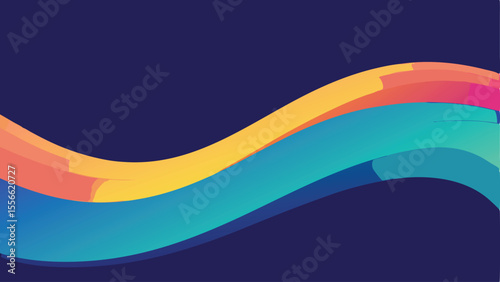 Abstract wavy gradient background design with vibrant color palette on transparent format