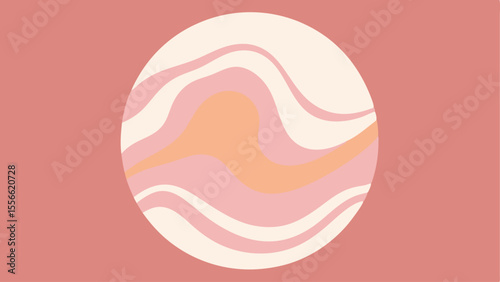 Abstract wavy egg-shaped design with soft colors and transparent background
