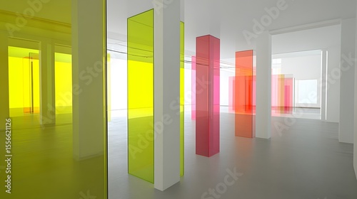 Abstract Colorful Glass Columns Modern Interior Design