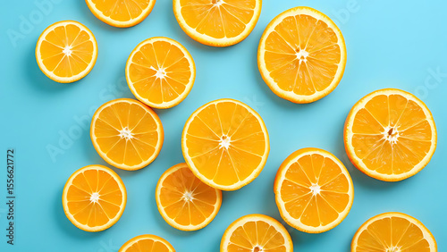 Blue Background with Orange Citrus Layout