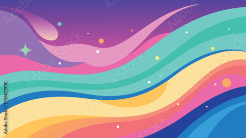 Colorful abstract wavy background illustration with gradients and decorative elements