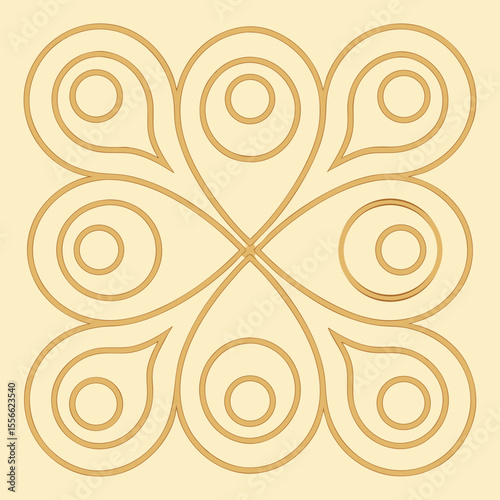 Ornamental geometric design with repeating arcs and circular shapes in warm tones