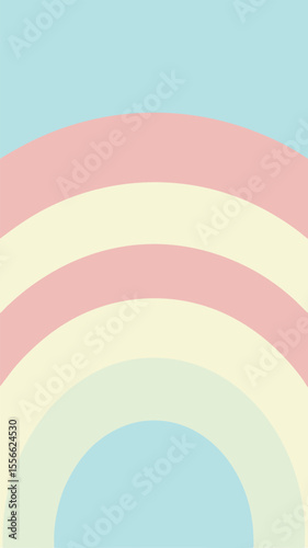Pastel rainbow arch illustration with translucent and multicolored layered semi circles