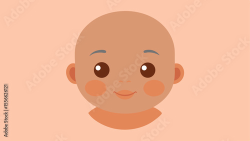 Simple vector illustration of a baby face with cheeks and smiling expression