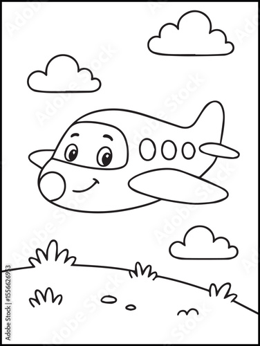Airplane Coloring Page for Kids. Children's coloring books and fun, educational materials.