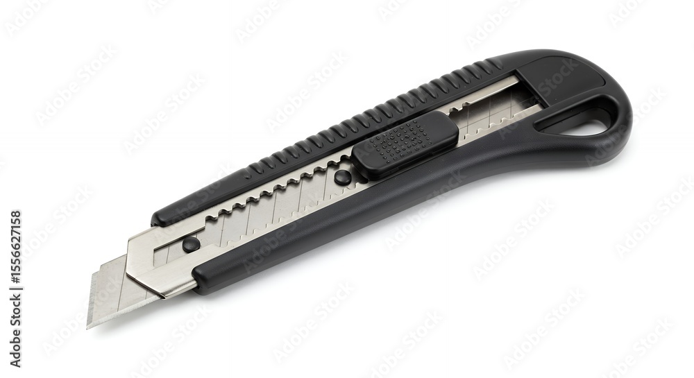 Obraz premium Black utility knife isolated on white background