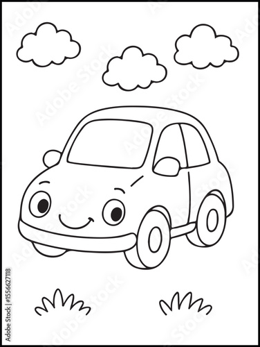 Cute Car Coloring Page for Kids. Children's coloring books and fun, educational materials.