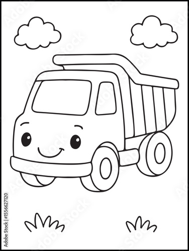 Dump Truck Coloring Page for Kids. Children's coloring books and fun, educational materials.