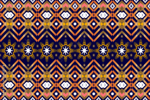 Abstract geometric design of ethnic, western fashion for Pakistani, Indian, Arab rugs, fabric, clothing, rugs, vector illustration, embroidery style, seamless, and wallpaper.