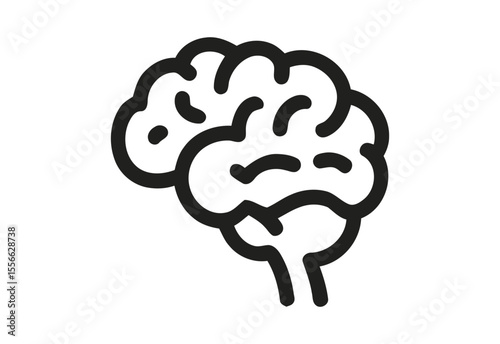 Simple black outline drawing of a human brain on a white background