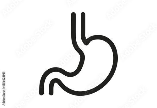 Simple black outline icon of the human stomach on a white background